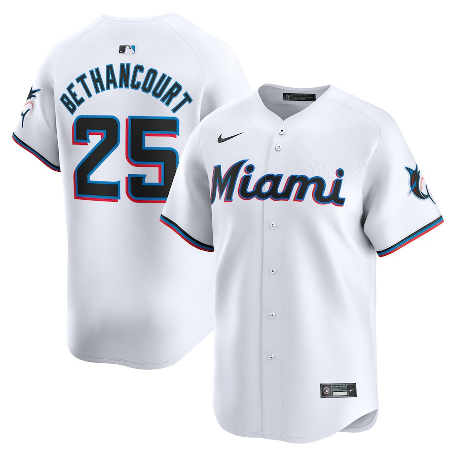 Christian Bethancourt 25 Miami Marlins Home Limited Player White MLB Jersey Men's
