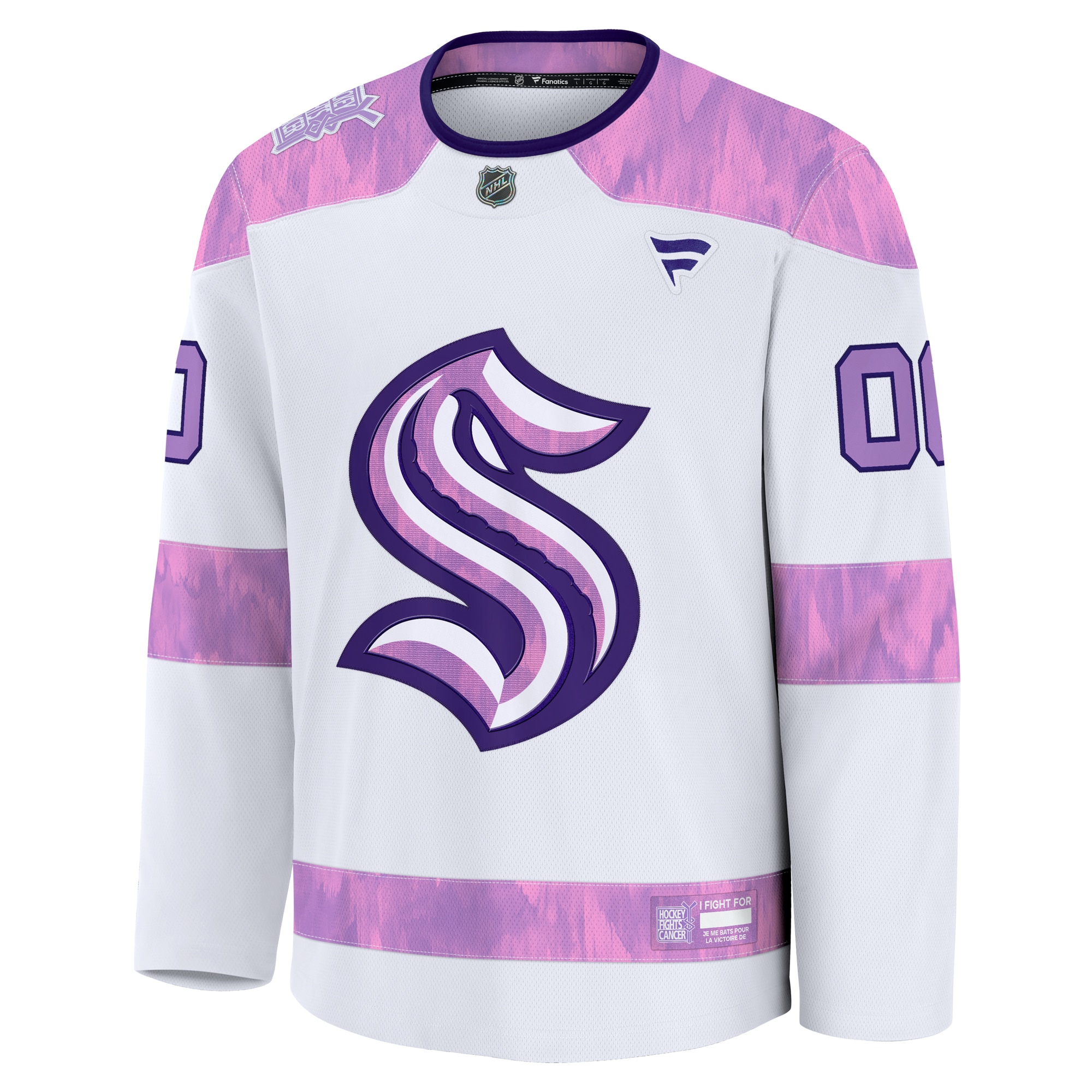 Seattle Kraken White 2024 Fights Cancer Custom Practice NHL Jersey Men's