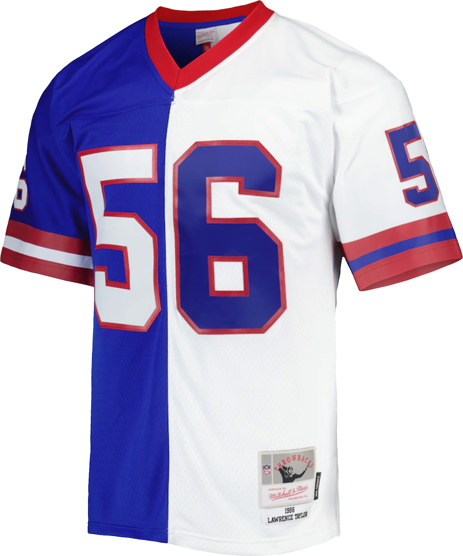 New York Giants Lawrence Taylor Mitchell Ness Royal/White 1986 Split Legacy NFL Jersey Men's