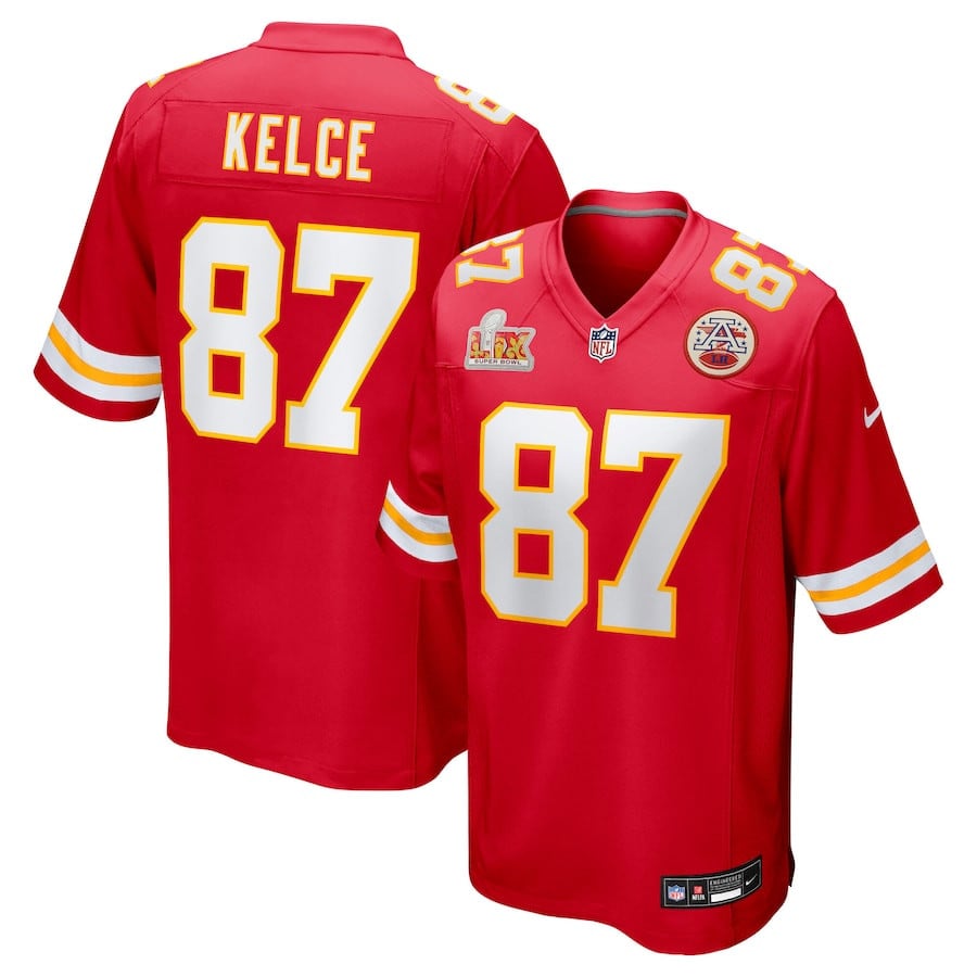 Travis Kelce 87 Kansas City Chiefs Super Bowl LIX Game Red NFL Jersey Men's