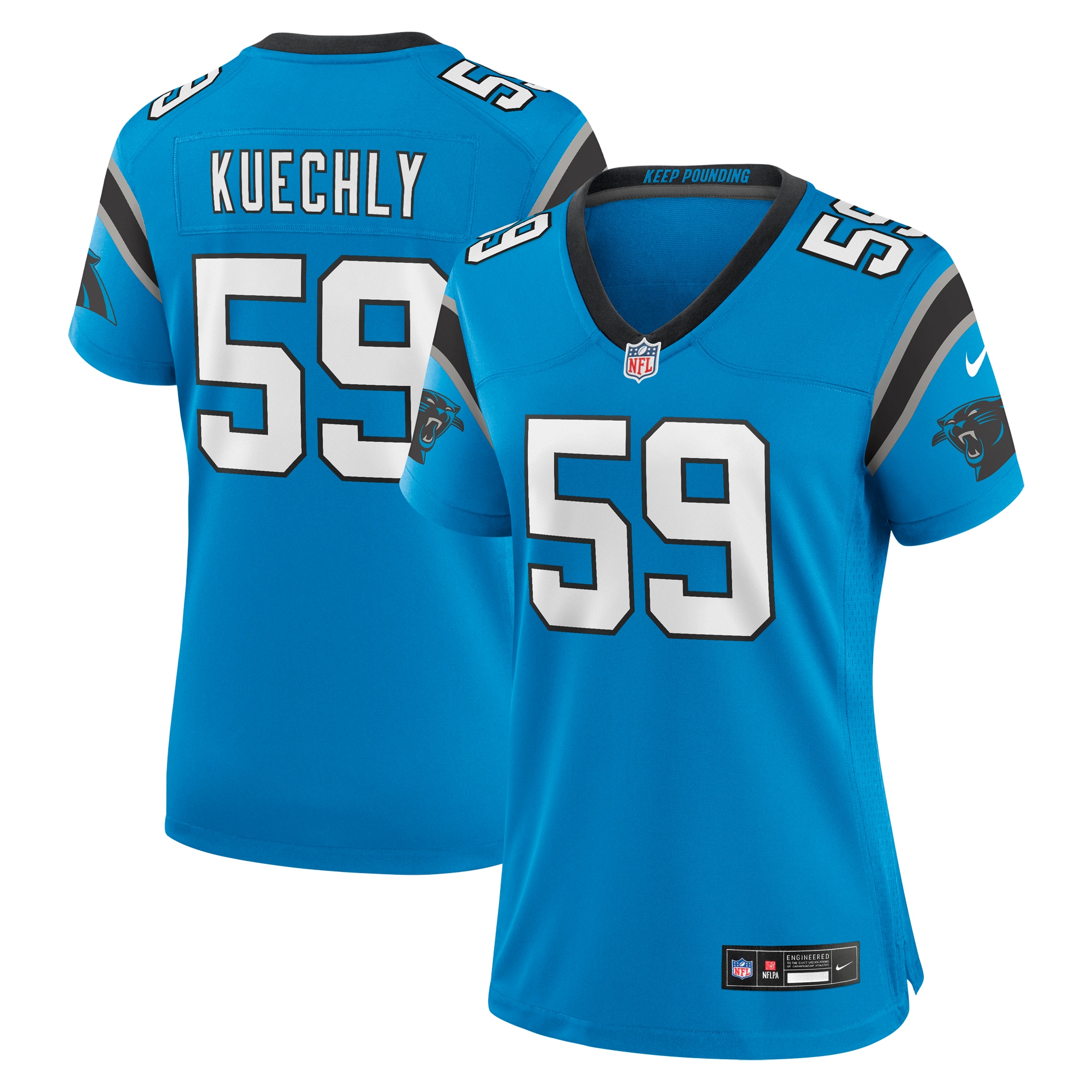 Carolina Panthers Luke Kuechly Blue Retired Player Game NFL Jersey Women's