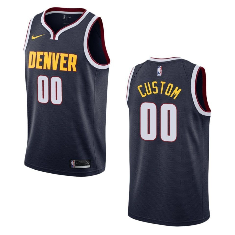 Denver Nuggets 00 Custom Icon Swingman Navy NBA Jersey Men's