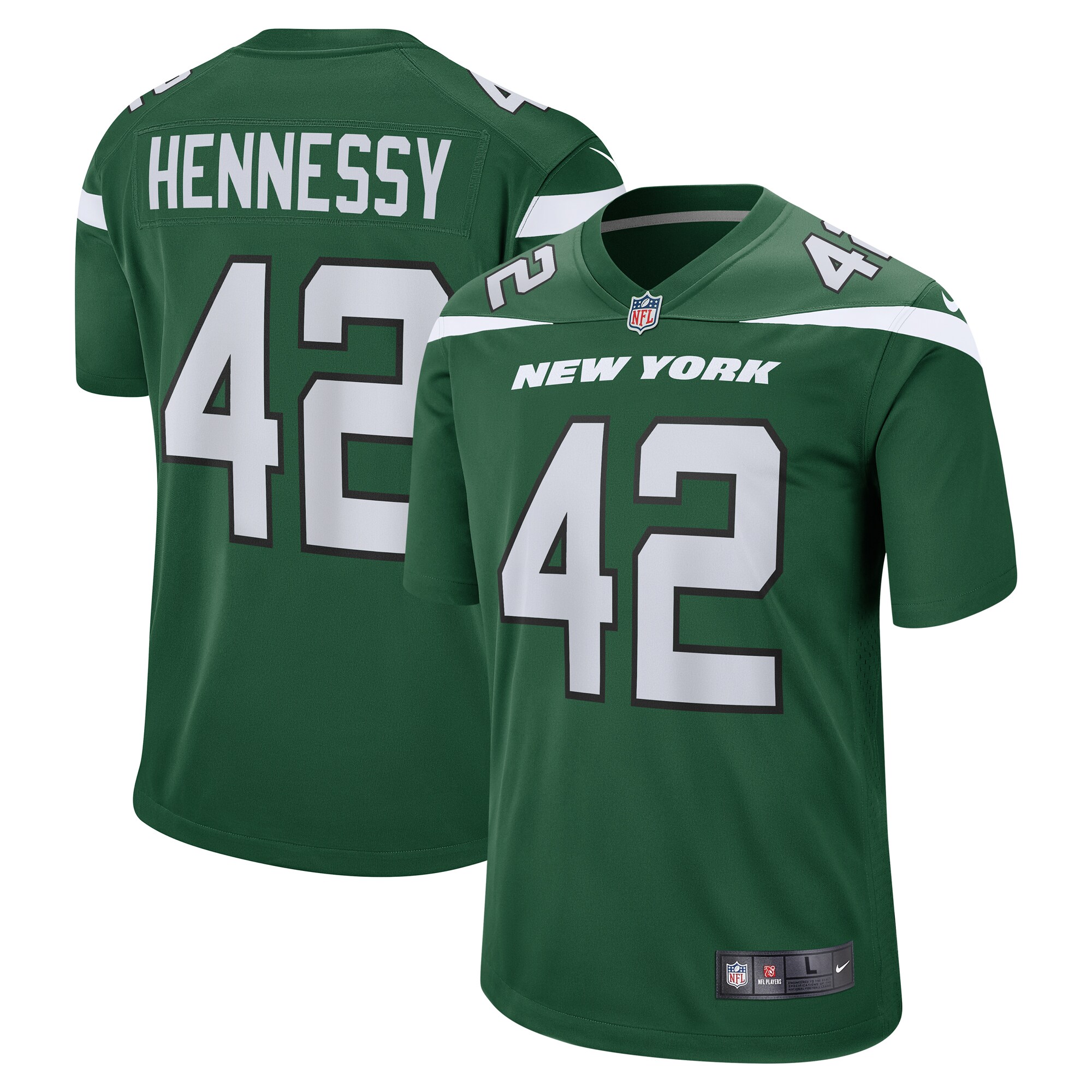 New York Jets Thomas Hennessy Gotham Green Game NFL Jersey Men's