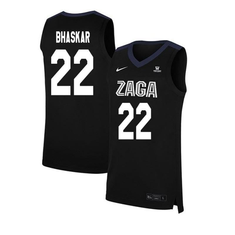 22 Brian Bhaskar Black Elite Gonzaga Bulldogs NCAA Jersey Men's