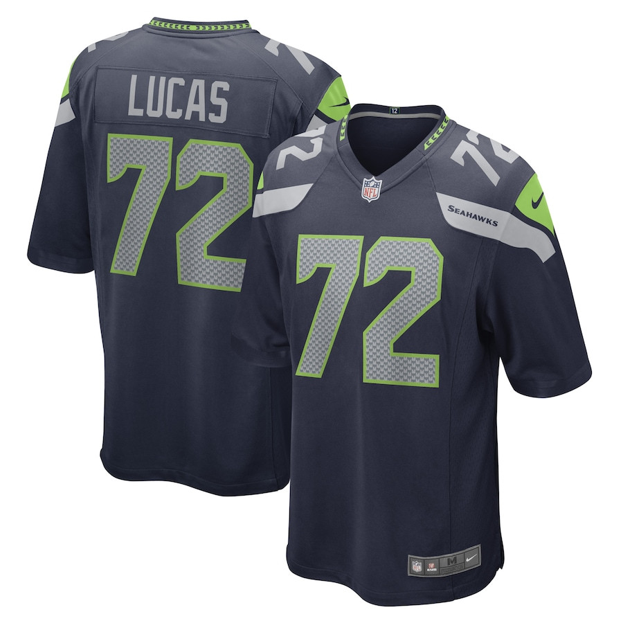 Abraham Lucas 72 Seattle Seahawks Game College Navy NFL Jersey Men's