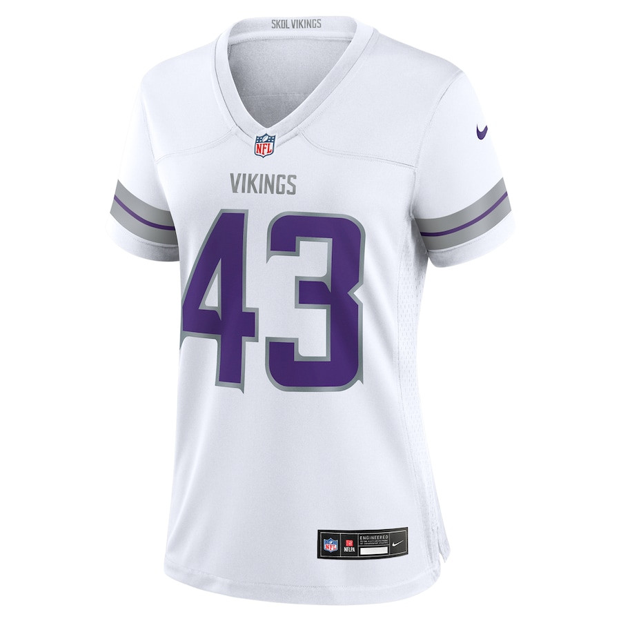 Andrew Van Ginkel 43 Minnesota Vikings Alternate Game White NFL Jersey Women's