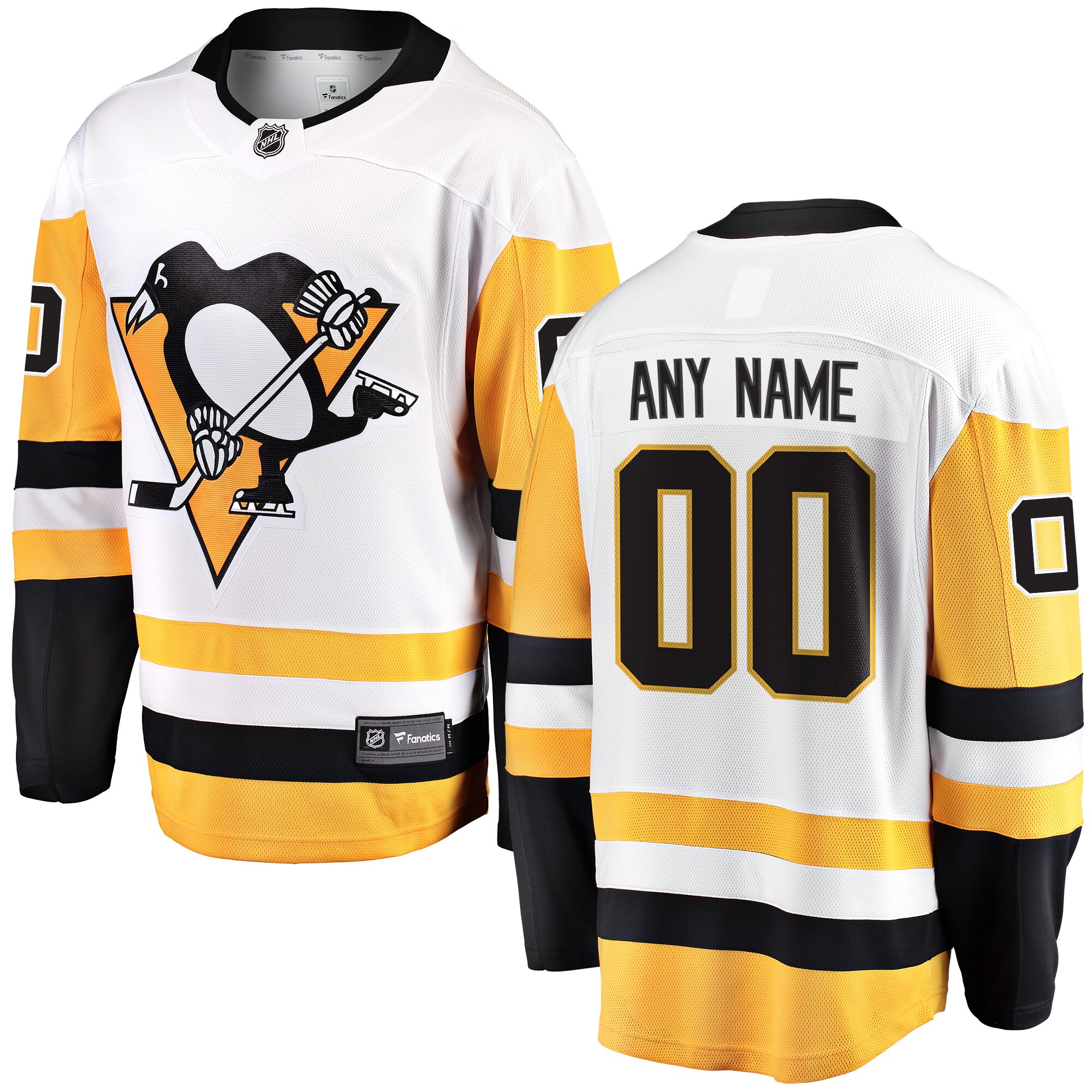 Pittsburgh Penguins White Away Breakaway Custom NHL Jersey Men's