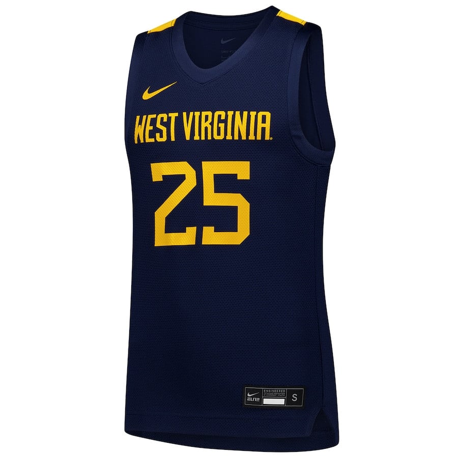 West Virginia Mountaineers Navy #25 NCAA Jersey Men's
