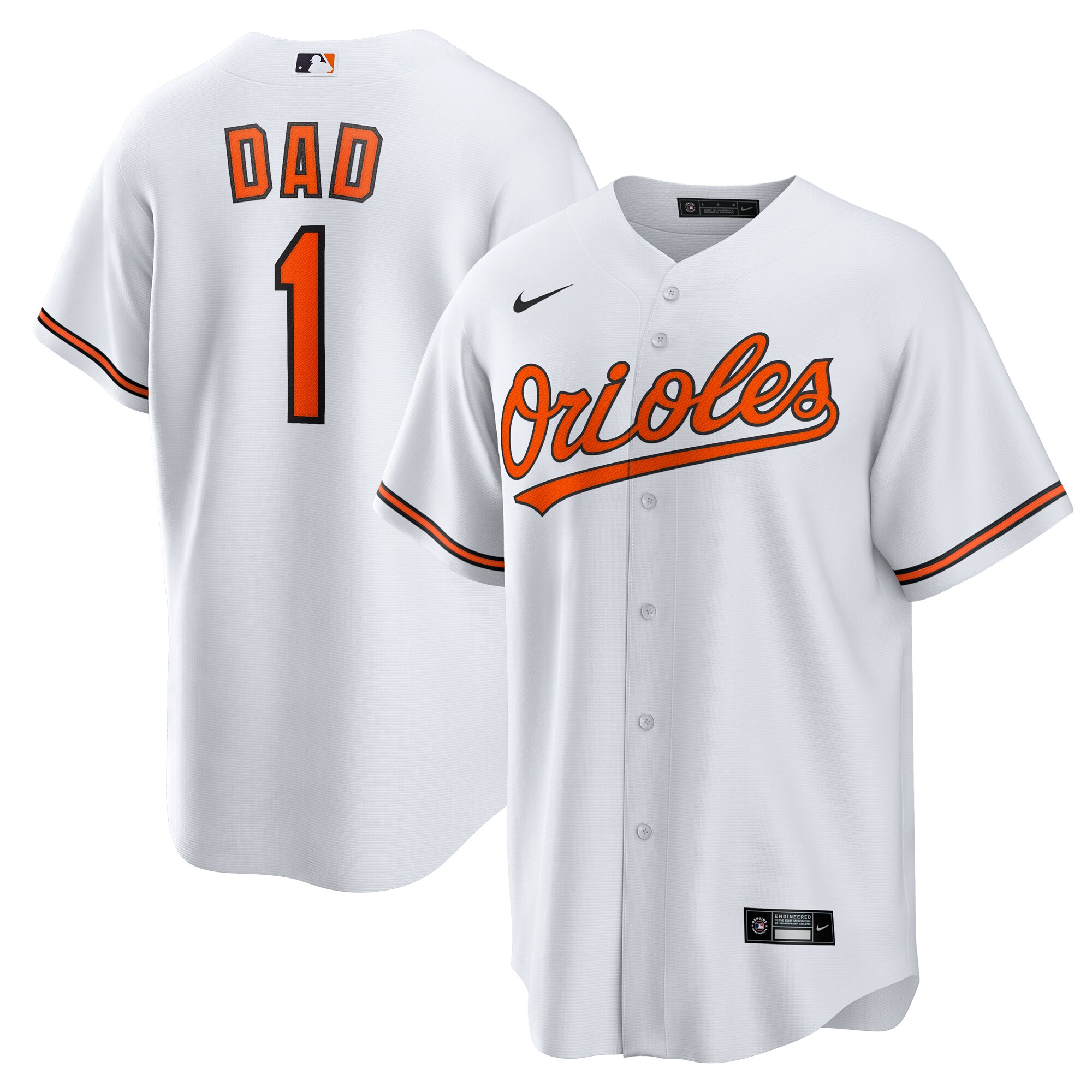 Baltimore Orioles White #1 Dad Home MLB Jersey Men's
