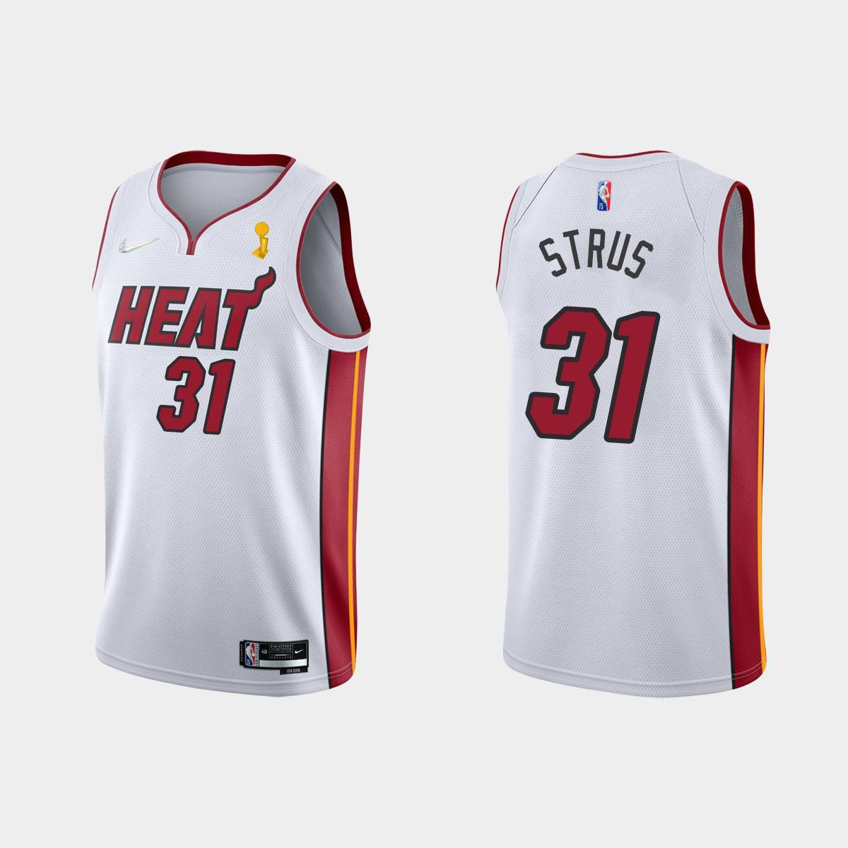 Miami Heat 31 Max Strus Champions Cup 2023 Patc White NBA Jersey Men's