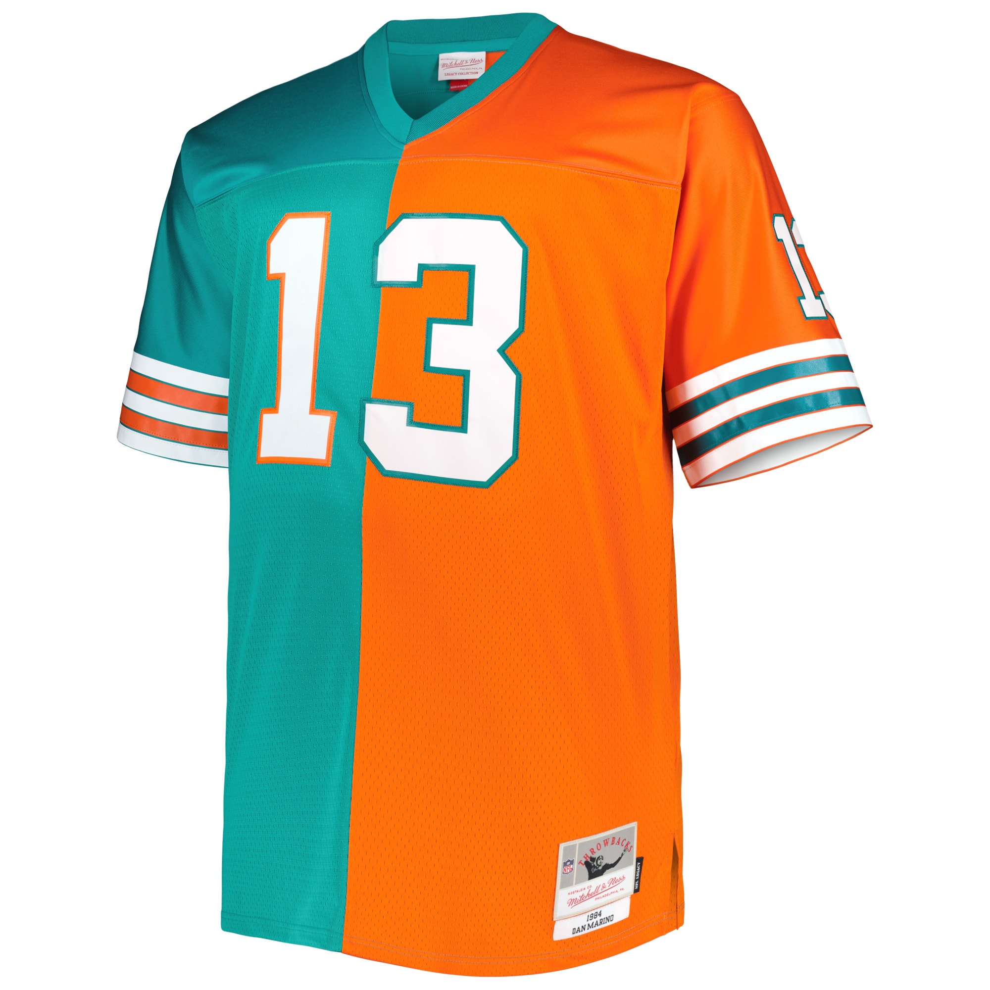 Miami Dolphins Dan Marino Mitchell Ness Aqua/Orange Big Tall Split Legacy Retired Player NFL Jersey Men's