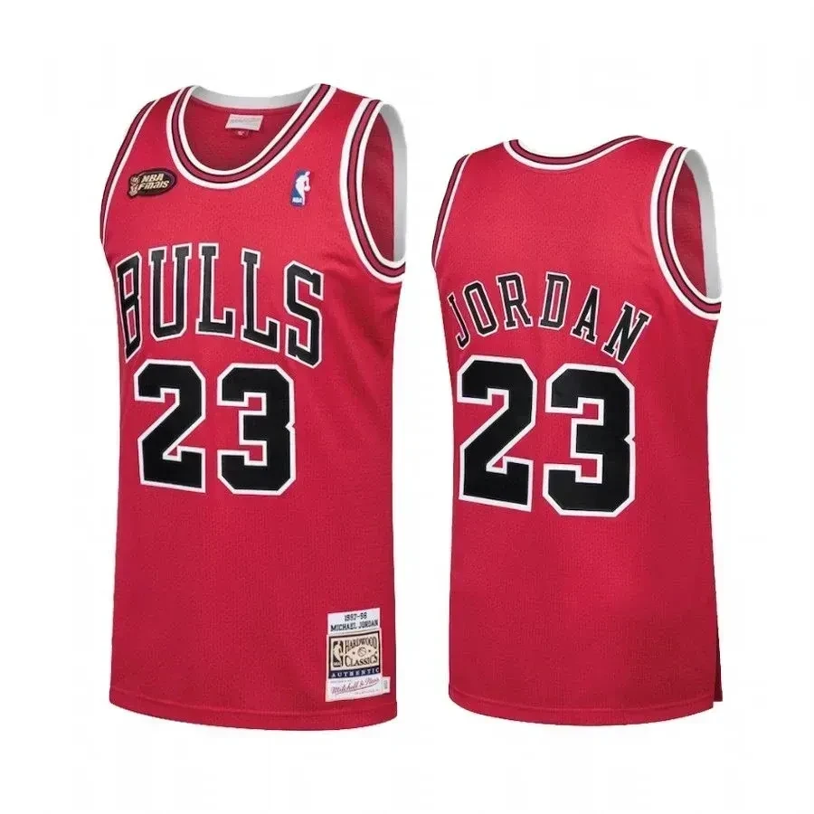 Chicago Bulls 23 Michael Jordan Red Hardwood Classics NBA Jersey Men's