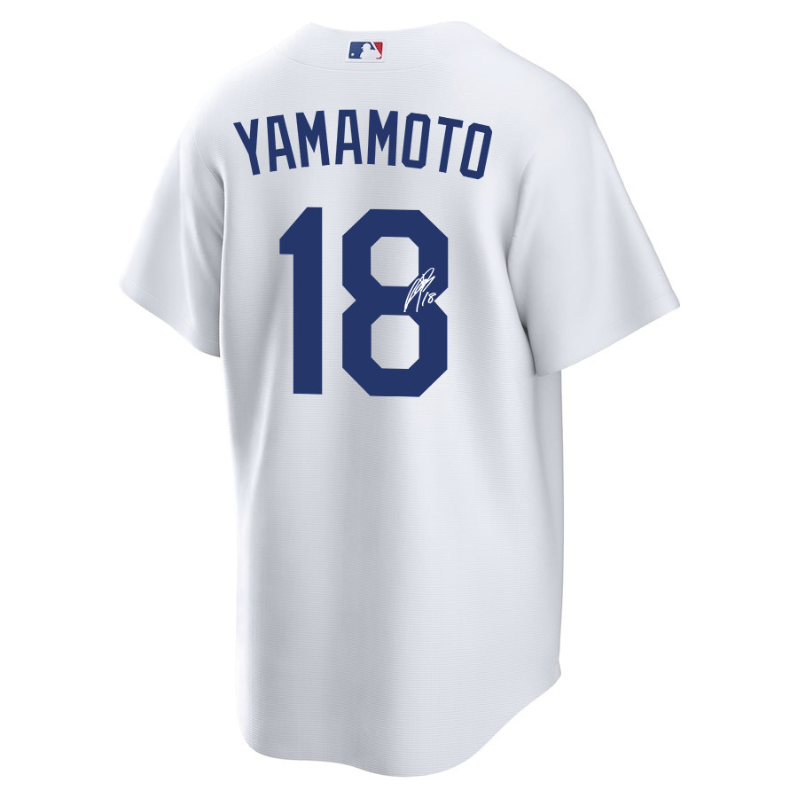 Yoshinobu Yamamoto 18 Signed Los Angeles Dodgers Home White MLB Jersey Men's