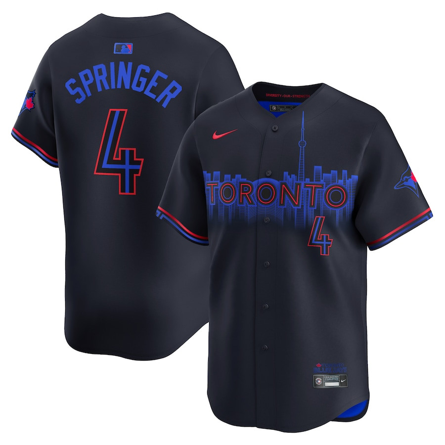 George Springer 4 Toronto Blue Jays 2024 City Connect Limited Player Black MLB Jersey Men's