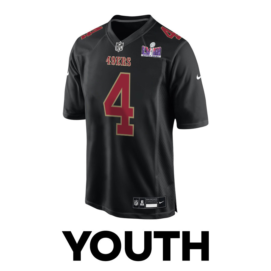 Jake Moody 4 San Francisco 49ers Super Bowl LVIII Patch Fashion Game Carbon Black NFL Jersey Youth