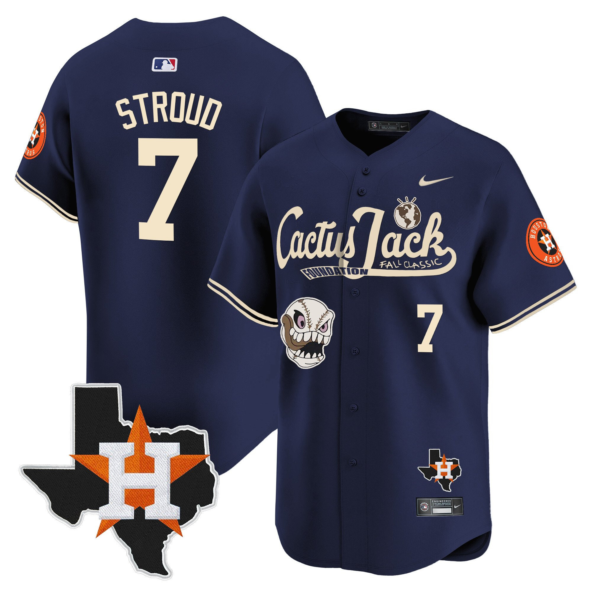 CJ. Stroud 7 Houston Astros Cactus Jack Foundation Fall Classic Limited Men MLB Jersey Men's