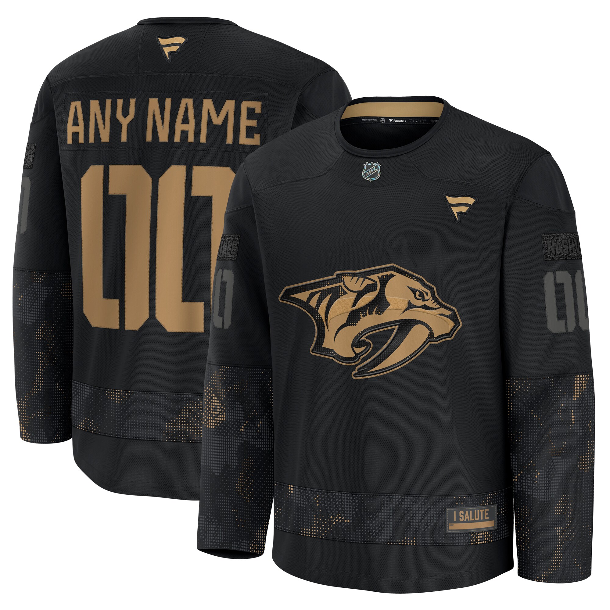 Nashville Predators Black 2024 Military Appreciation Custom Practice NHL Jersey Men's
