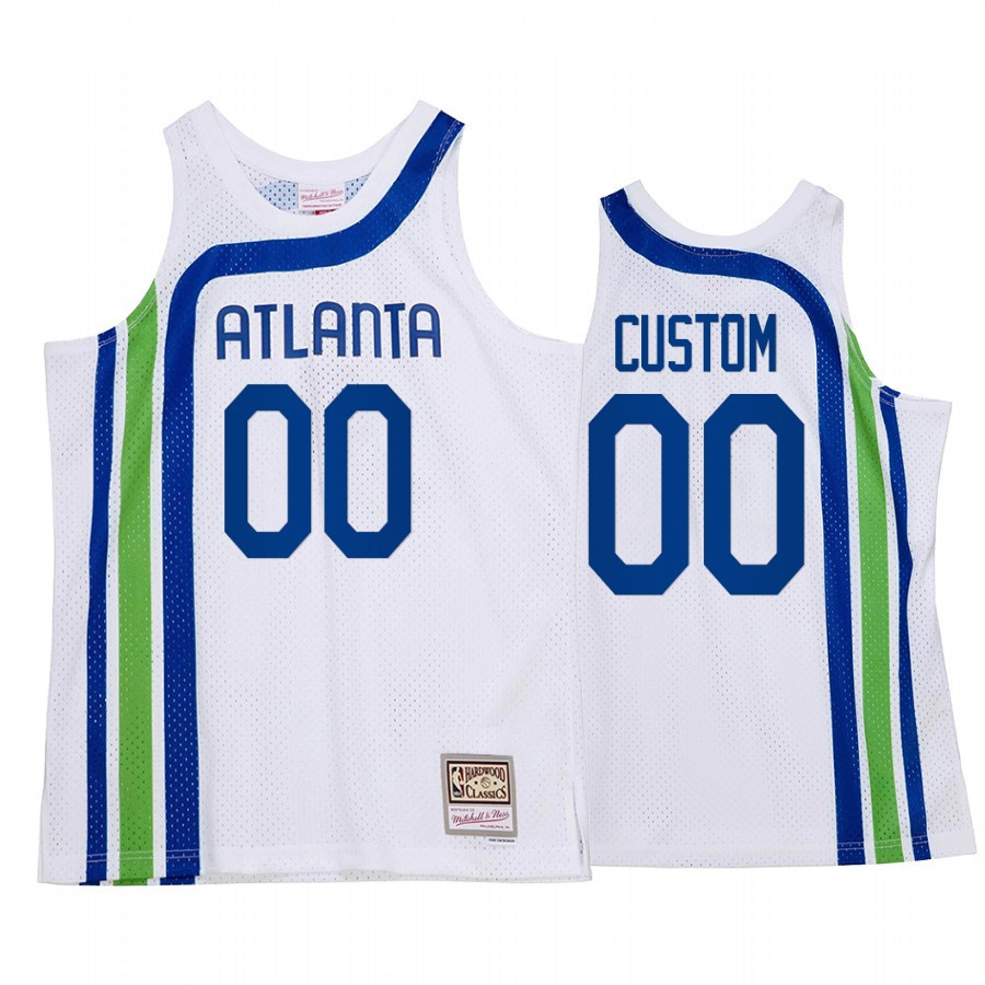 Custom 00 Atlanta Hawks HWC Throwback White NBA Jersey Men's