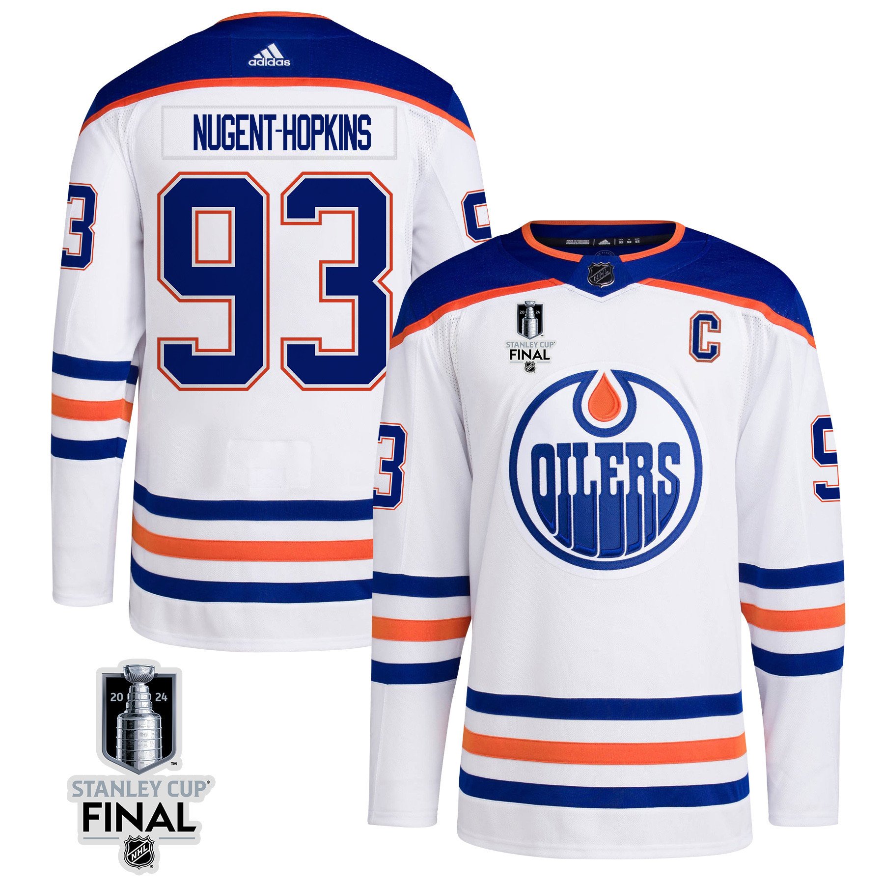 Ryan Nugent-Hopkins 93 Edmonton Oilers 2024 STANLEY CUP Final Away White NHL Jersey Men's