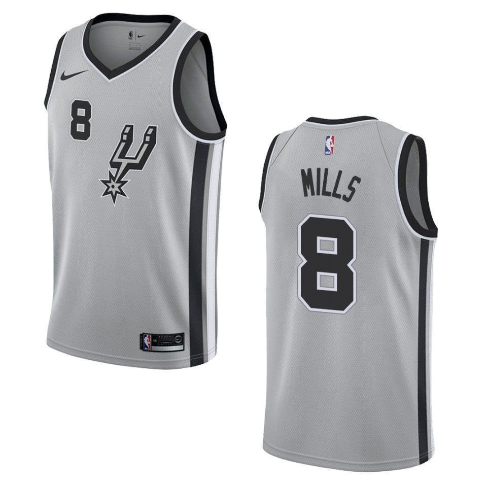 San Antonio Spurs 8 Patty Mills Statement Swingman Silver NBA Jersey Men's