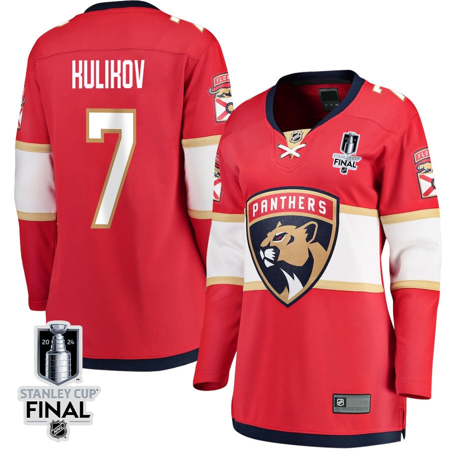 Dmitry Kulikov 7 Florida Panthers 2024 STANLEY CUP Final Home Breakaway Red NHL Jersey Women's
