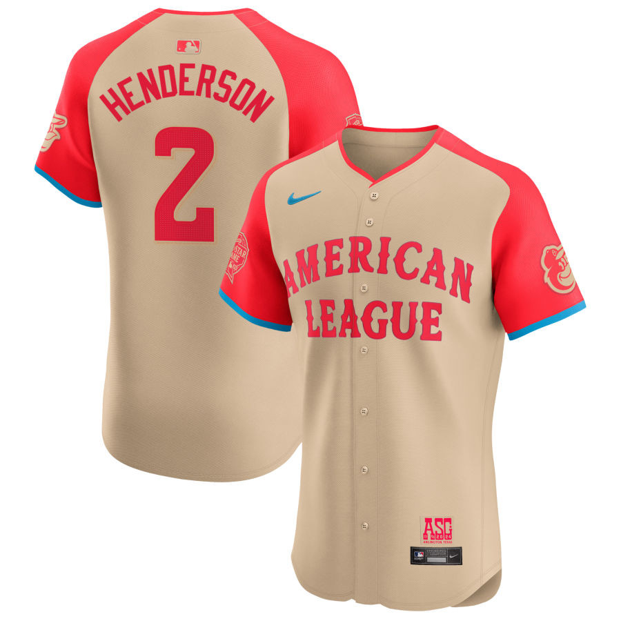 Gunnar Henderson 2 American League 2024 All Star Game Elite Player Cream MLB Jersey Men's