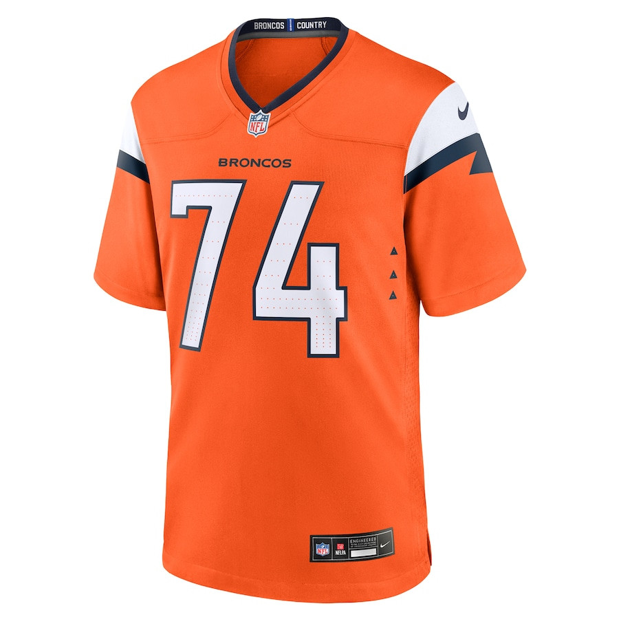 Ben Powers 74 Denver Broncos Team Game Orange NFL Jersey Men's