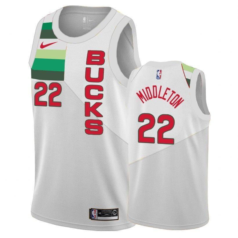 Milwaukee Bucks Khris Middleton 22 Earned Editio White NBA Jersey Men's