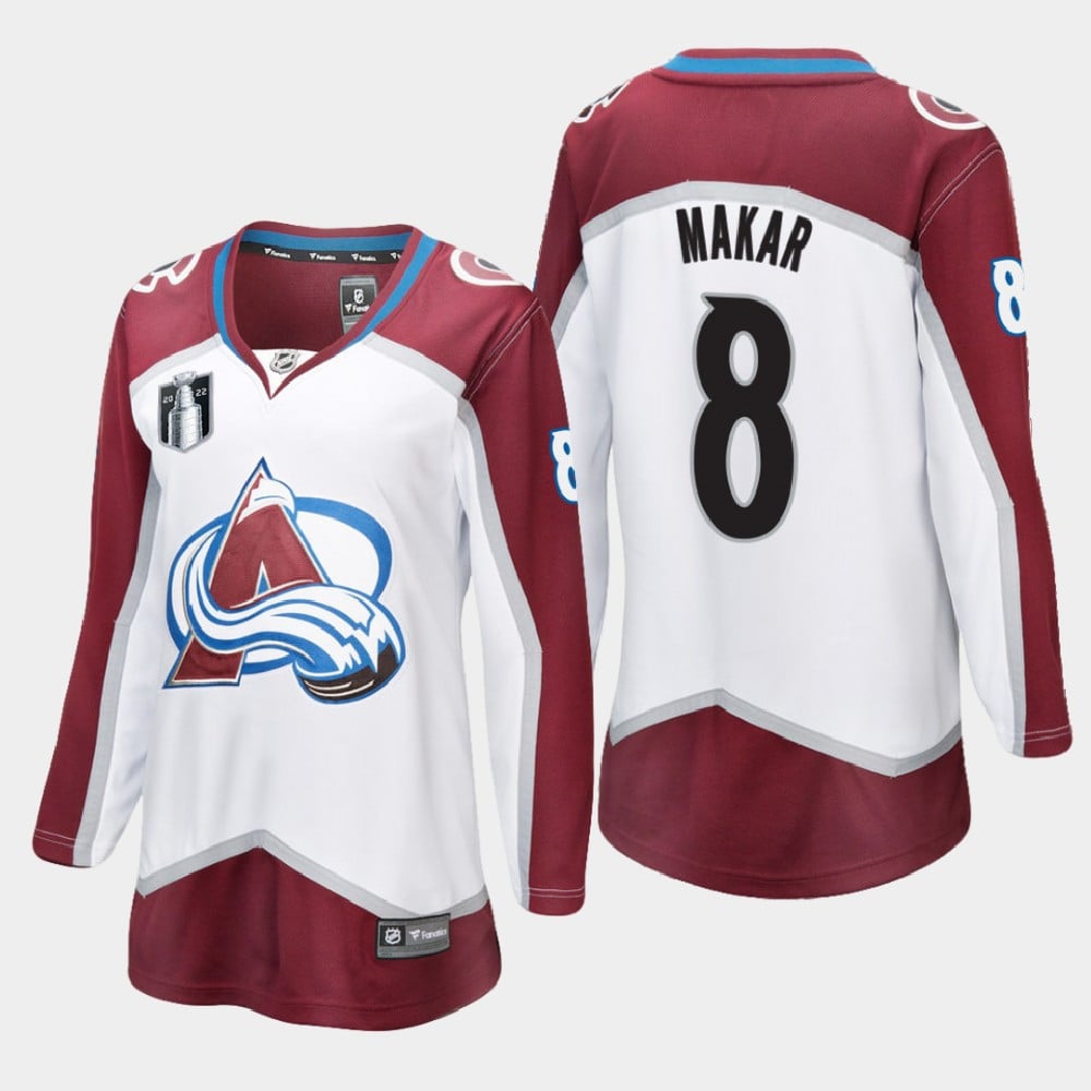 Colorado Avalanche Cale Makar 8 White 2022 Stanley Cup Final Away Women NHL Jersey Women's
