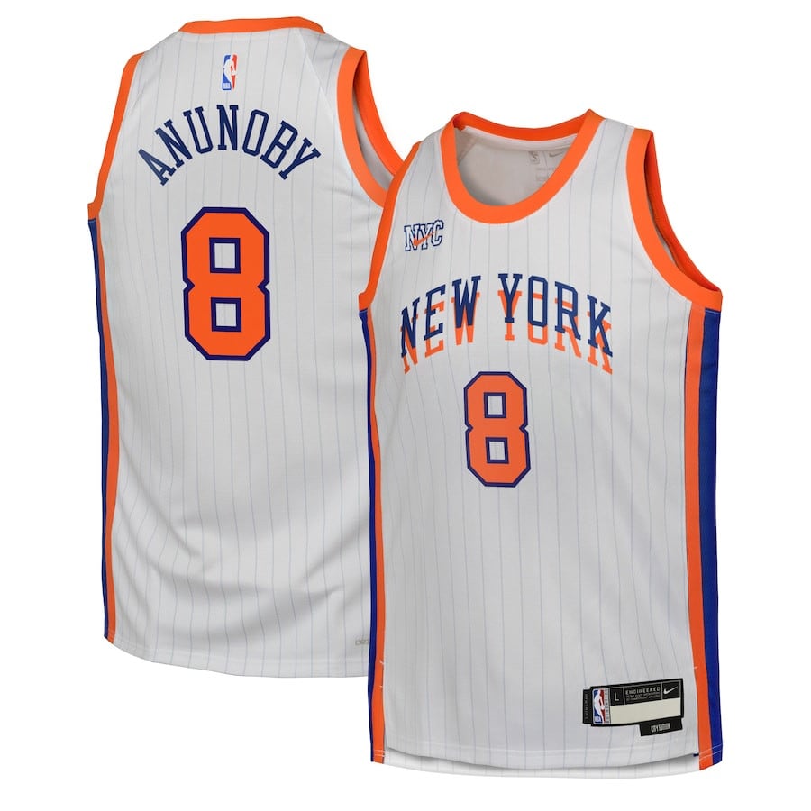 OG Anunoby 8 New York Knicks 2024/25 Swingman Playe City Editio White NBA Jersey Youth