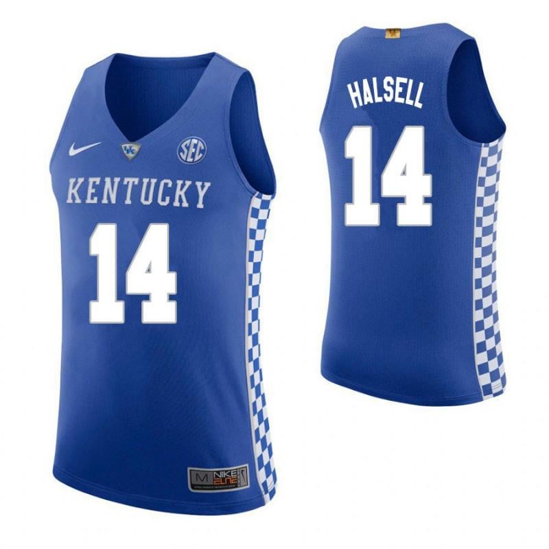 14 Mark Halsell Home Blue Elite Kentucky Wildcats NCAA Jersey Men's