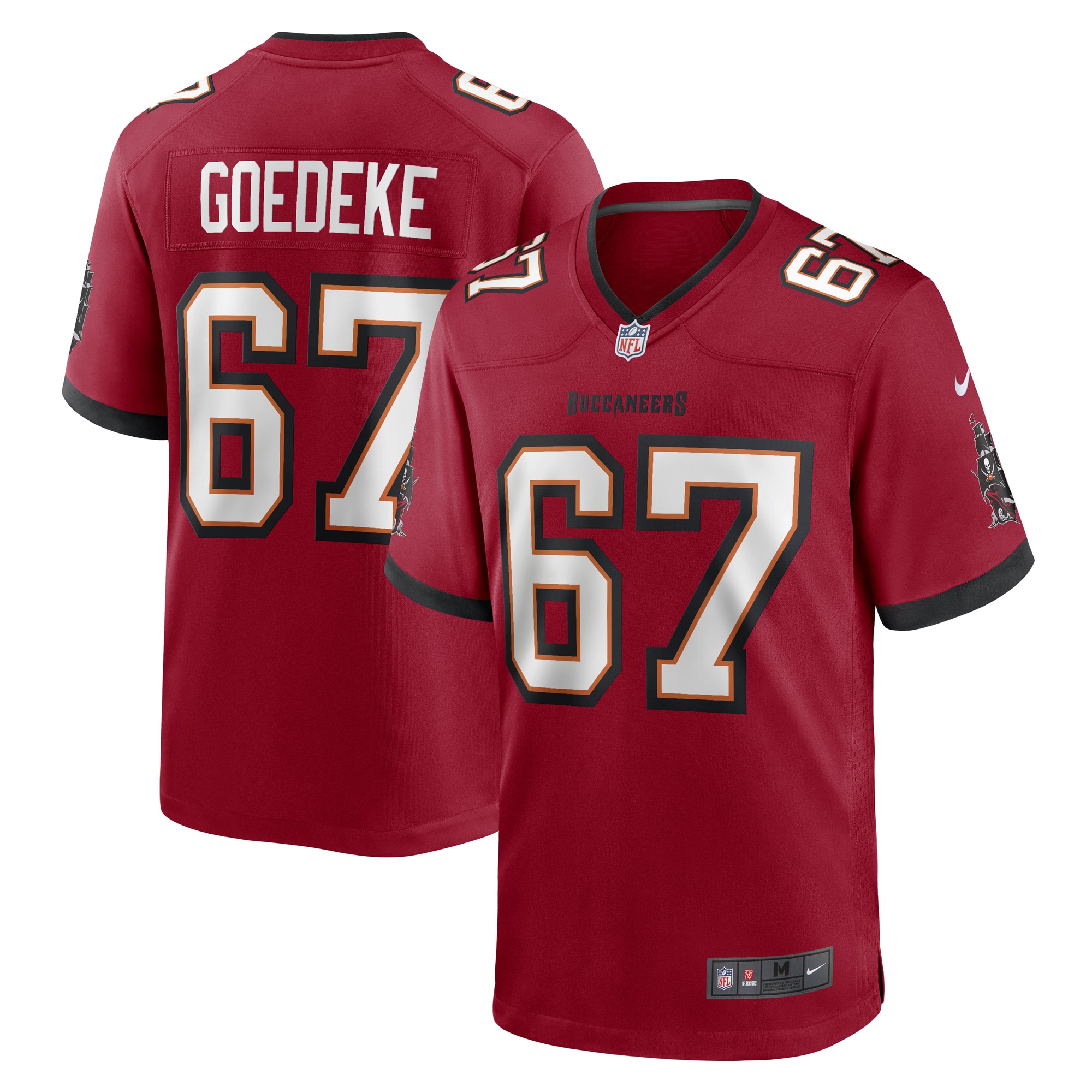 Tampa Bay Buccaneers Luke Goedeke Red Game Player NFL Jersey Men's