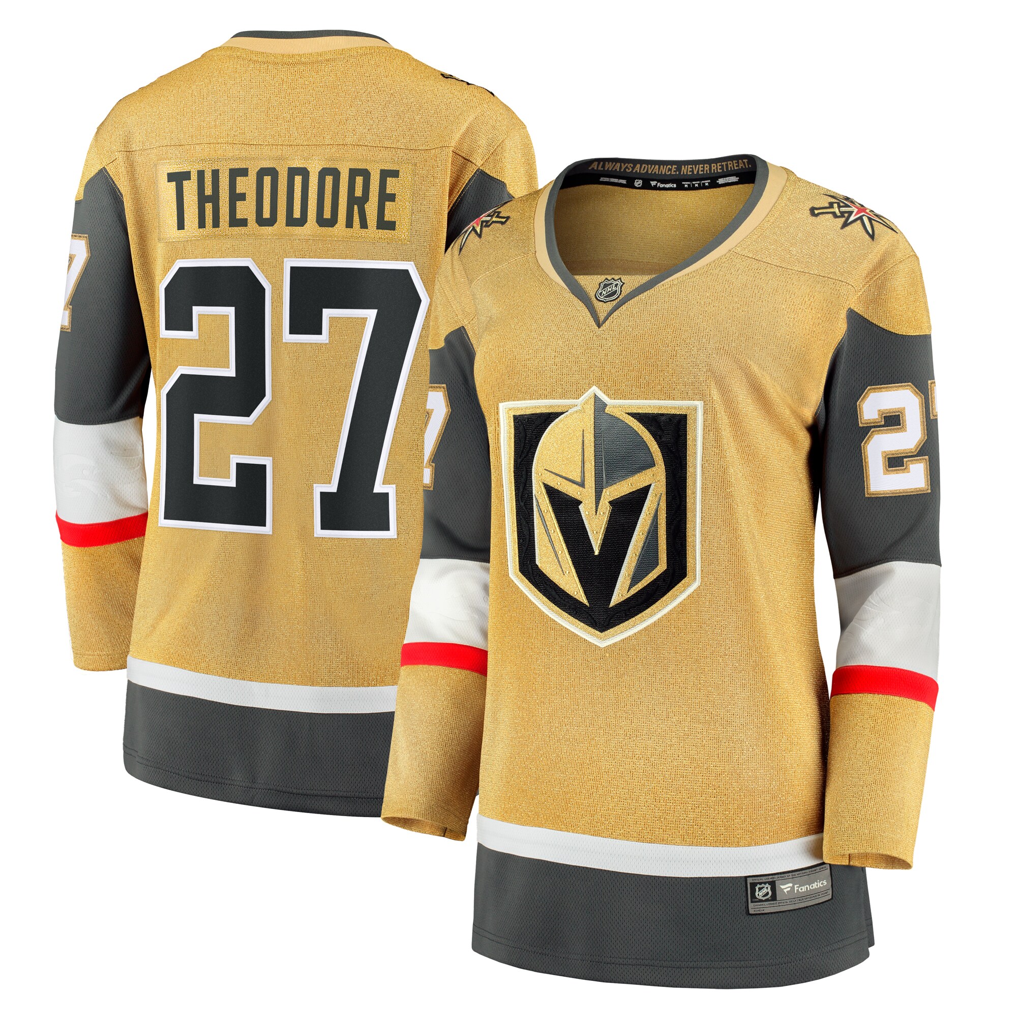 Vegas Golden Knights Shea Theodore Gold Home Breakaway NHL Jersey Women's