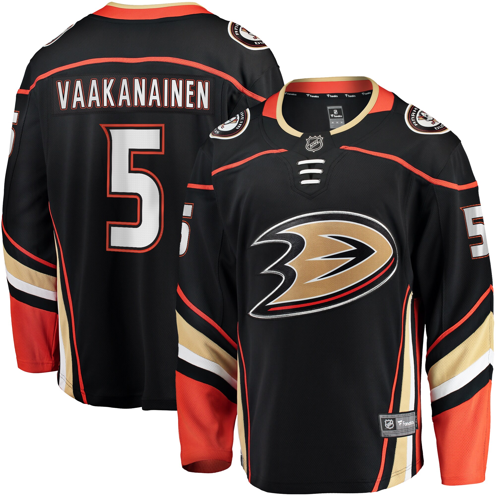 Anaheim Ducks Urho Vaakanainen Black Home Premier Breakaway Player NHL Jersey Men's