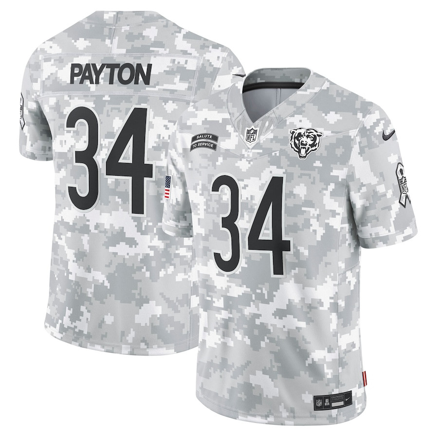 Walter Payton 34 Chicago Bears 2024 Salute to Service Retired Player Limited Arctic Camo NFL Jersey Men's