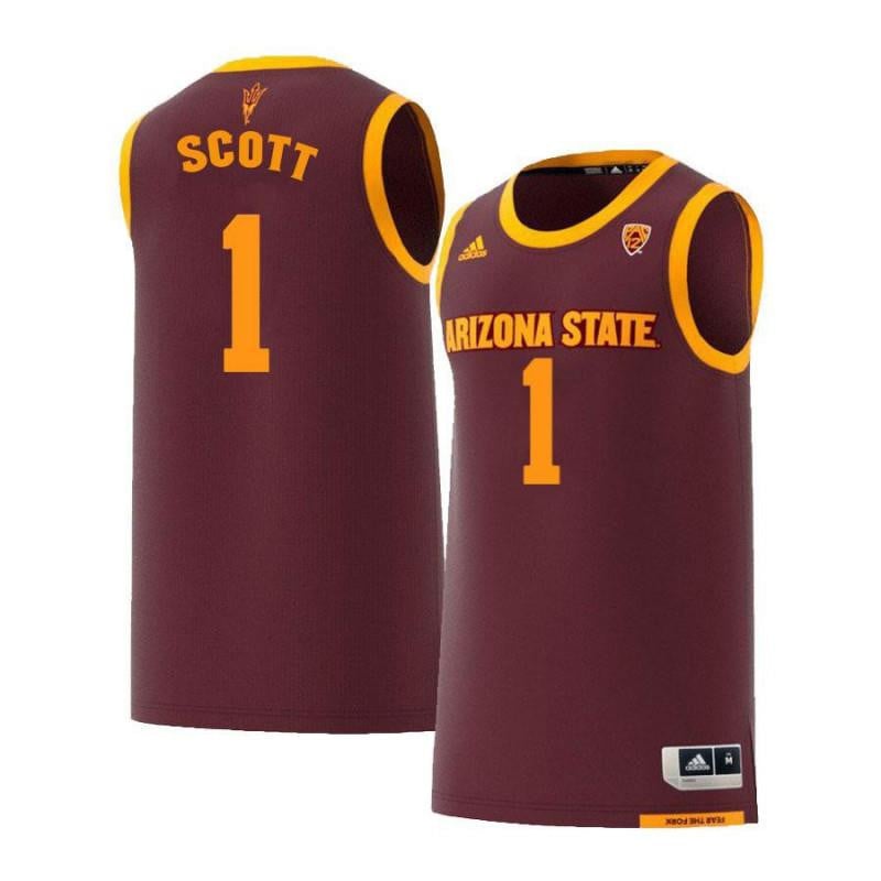 1 Roosevelt Scott Maroon Retro Arizona State Sun Devils NCAA Jersey Men's
