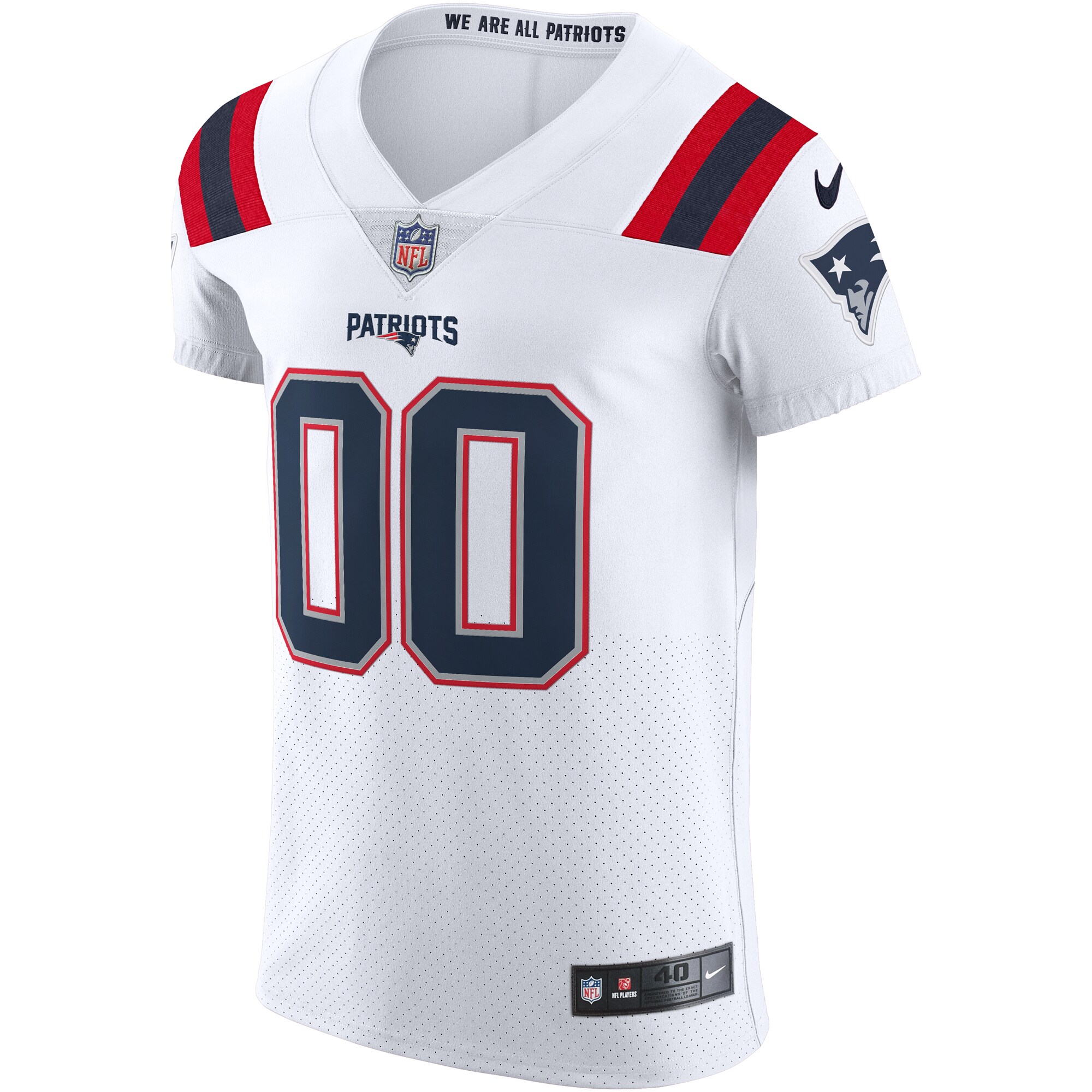 New England Patriots White Vapor Elite Custom NFL Jersey Men's