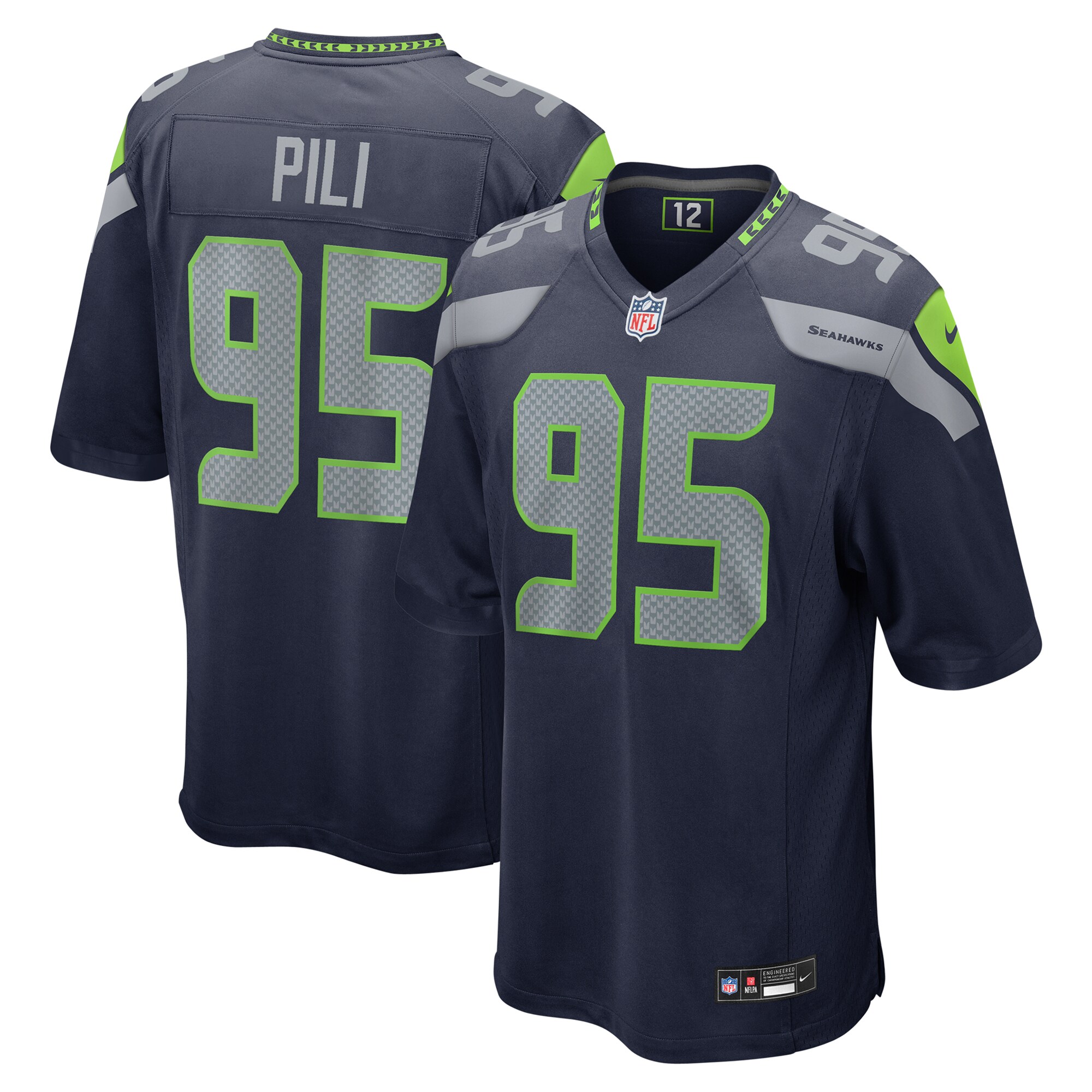 Seattle Seahawks Brandon Pili College Navy Team Game NFL Jersey Men's