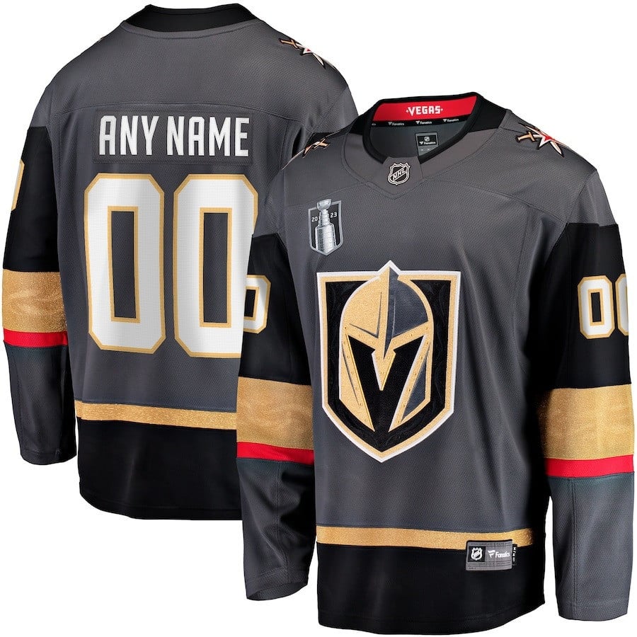 Custom 00 Vegas Golden Knights 2023 Stanley Cup Final Alternate Breakaway Black NHL Jersey Men's