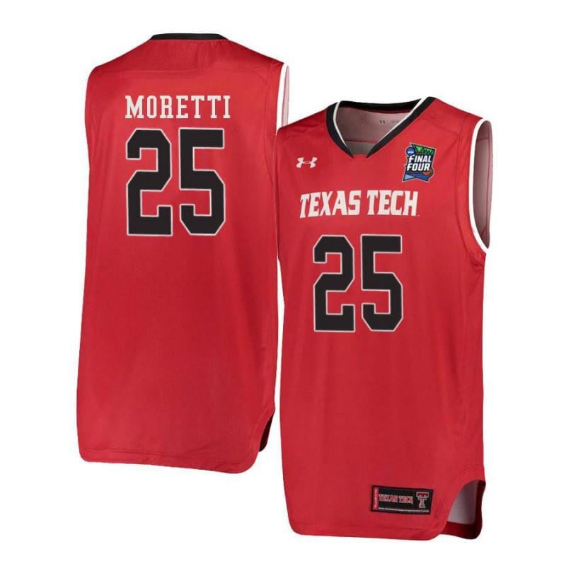 Under Armour 25 Davide Moretti Red Texas Tech Red Raiders NCAA Jersey Men's