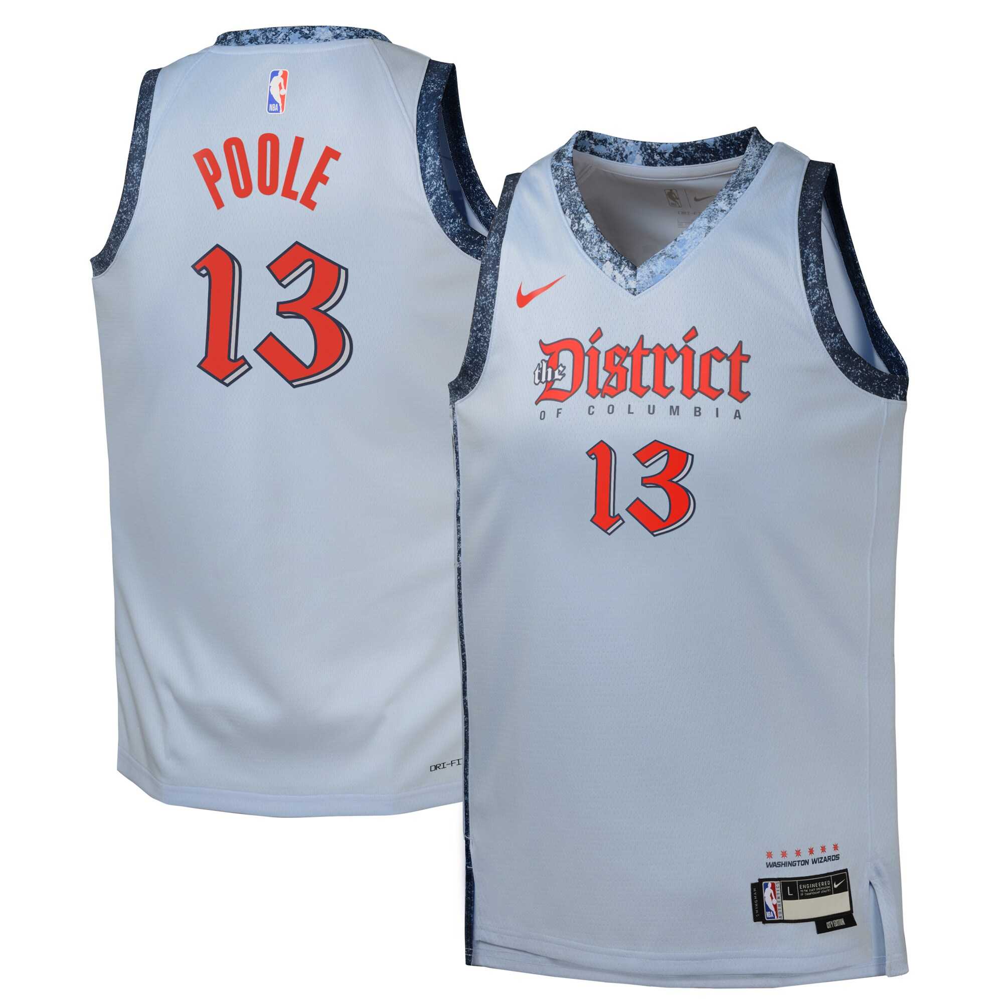 Camiseta City Edition Swingman de los Washington Wizards 2024 Azul Jordan Poole Juvenil NBA Jersey Men's