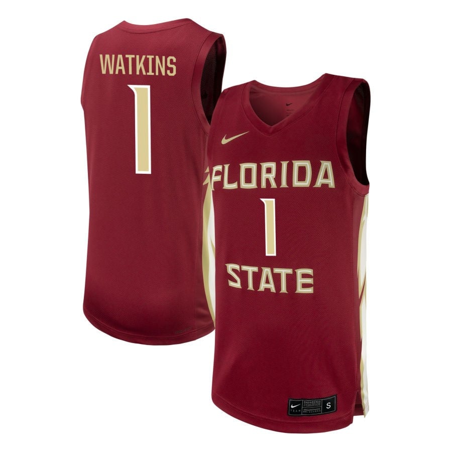 Jamir Watkins 1 Florida State Seminoles NIL Garnet NCAA Jersey Men's