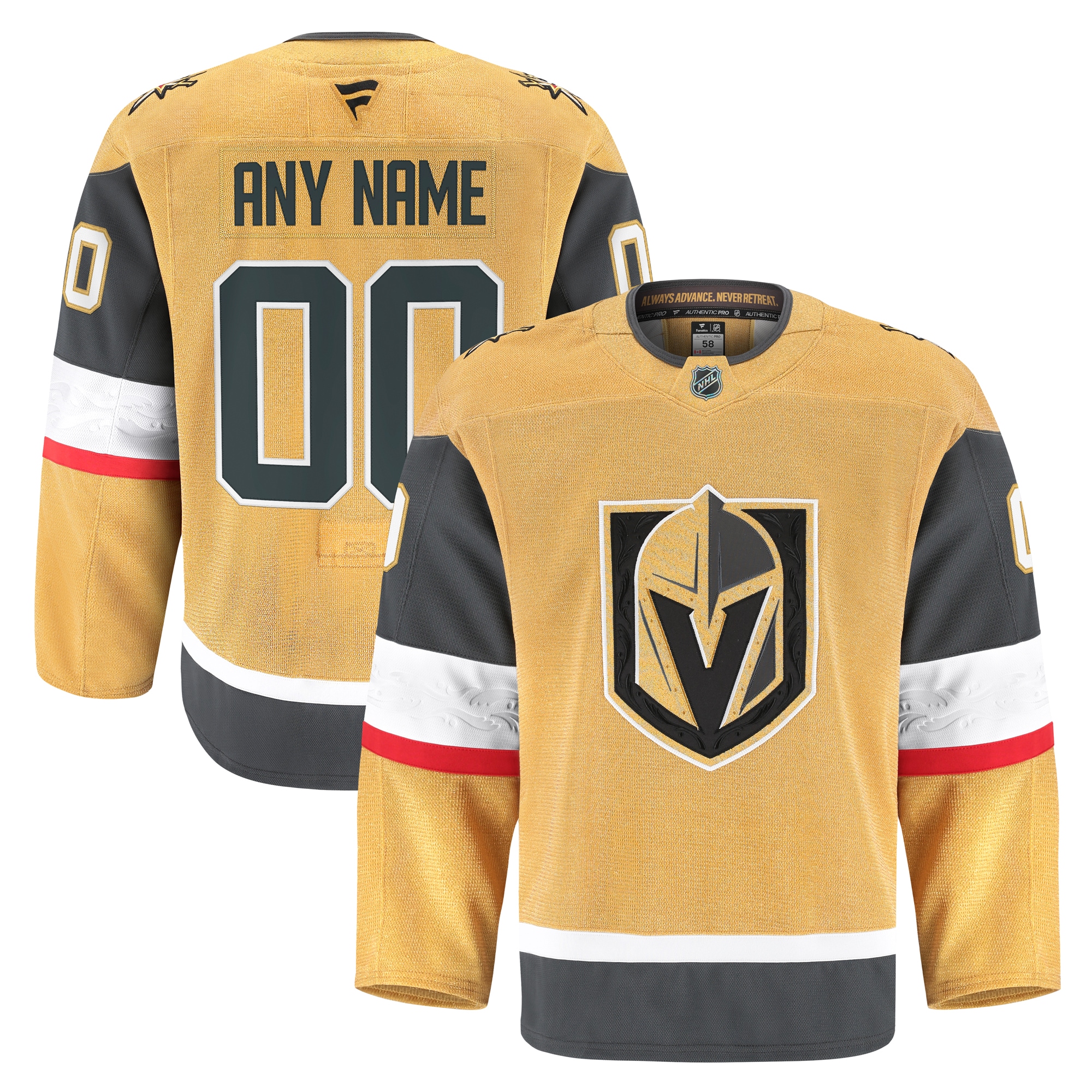 Vegas Golden Knights Gold Home Pro Custom NHL Jersey Men's