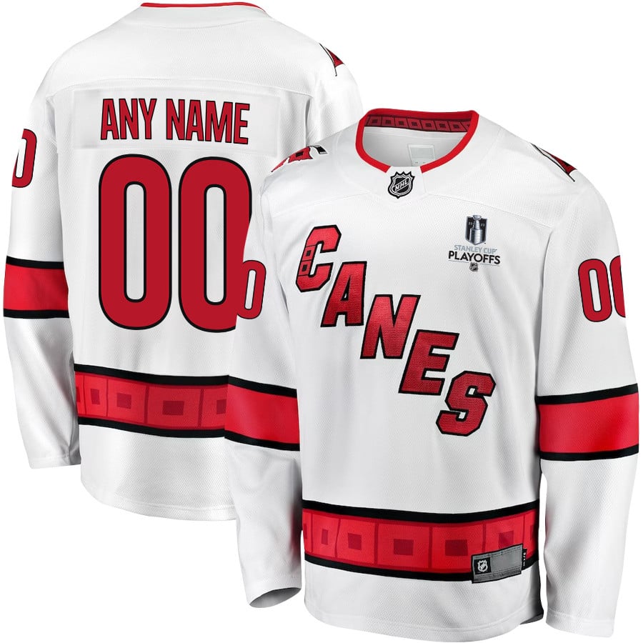 Carolina Hurricanes Stanley Cup 2023 Playoffs Patch Away Breakaway Custom White NHL Jersey Men's