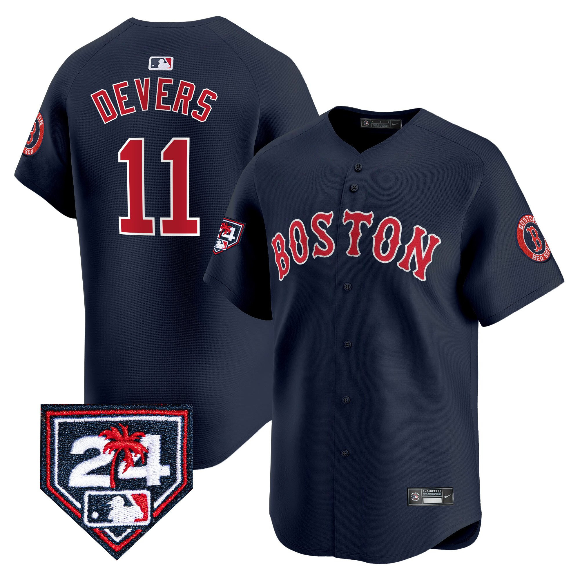 Rafael Devers 11 Boston Red Sox 2024 Spring Training Navy MLB Jersey Men's