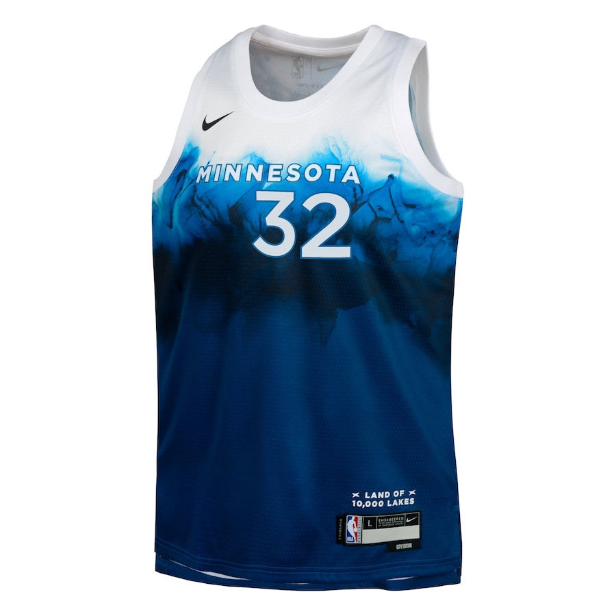 Karl-Anthony Towns 32 Minnesota Timberwolves 2023/24 City Edition Swingma Blue NBA Jersey Youth