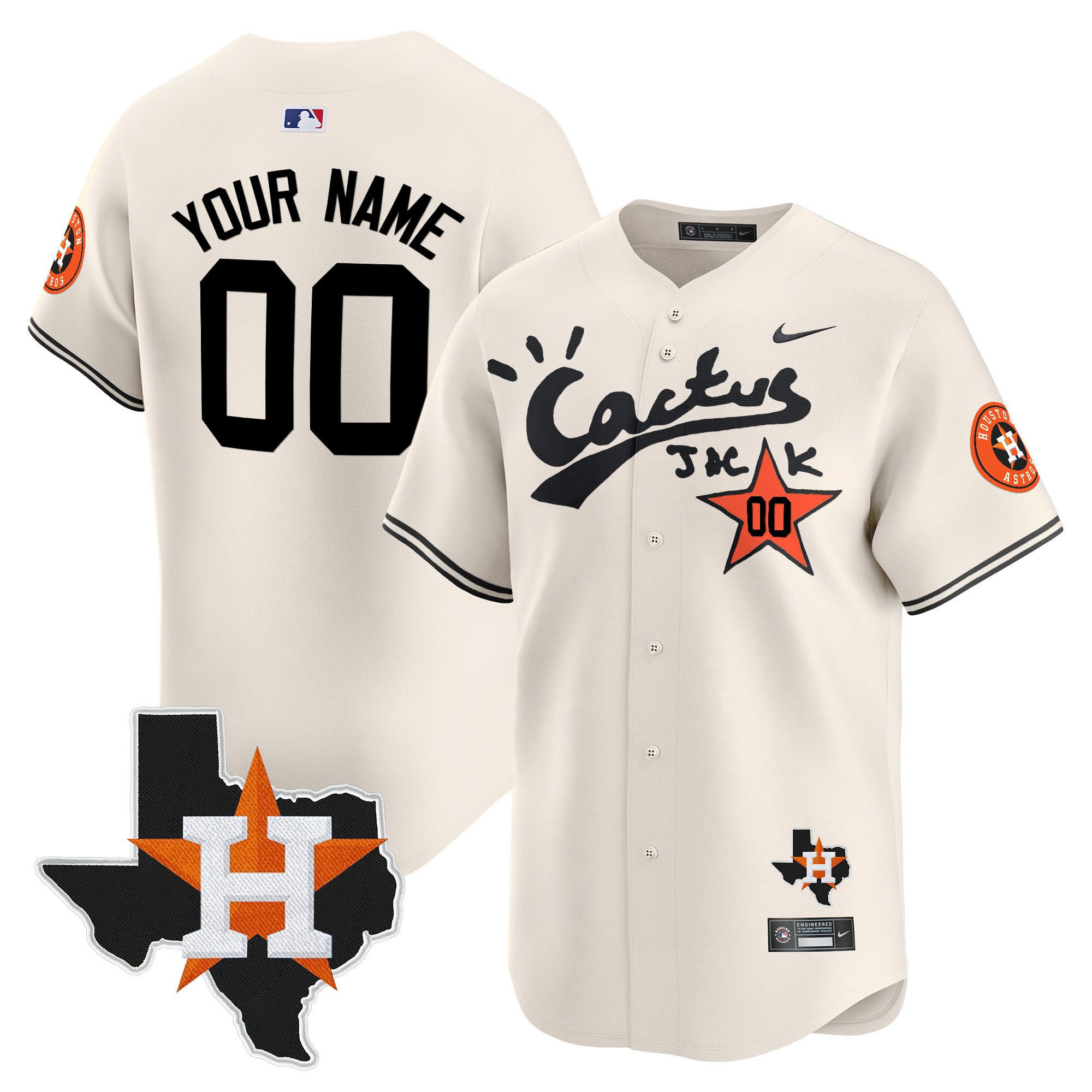 Houston Astros Cactus Jack Houston Patch Custom Limited Men MLB Jersey Men's
