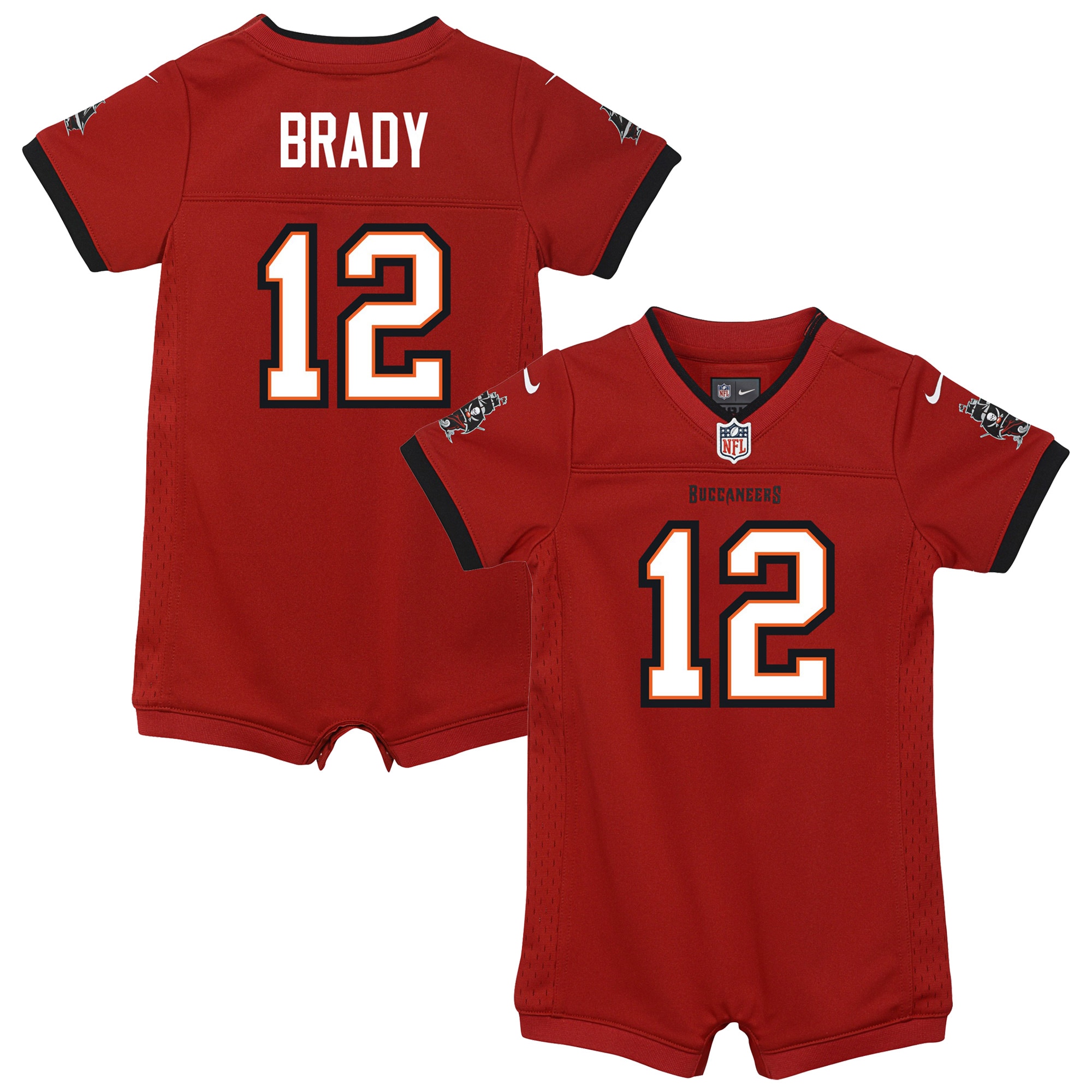 Newborn Infant Tampa Bay Buccaneers Tom Brady Red Game Romper NFL Jersey Men's