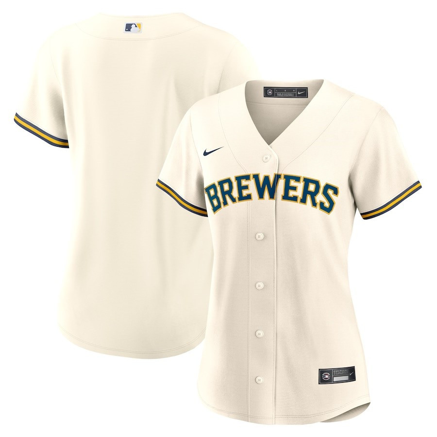 Milwaukee Brewers Home Blank Cream MLB Jersey Women's