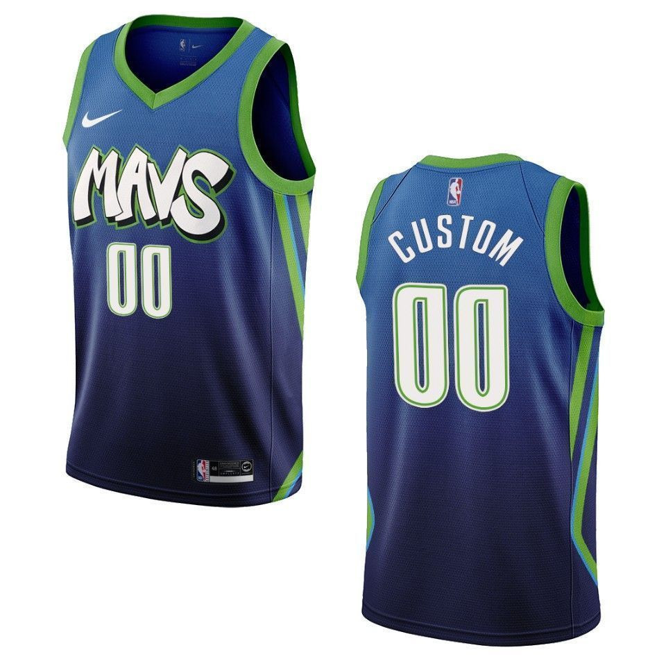 Dallas Mavericks 00 Custom City Edition Swingman Blue NBA Jersey Men's